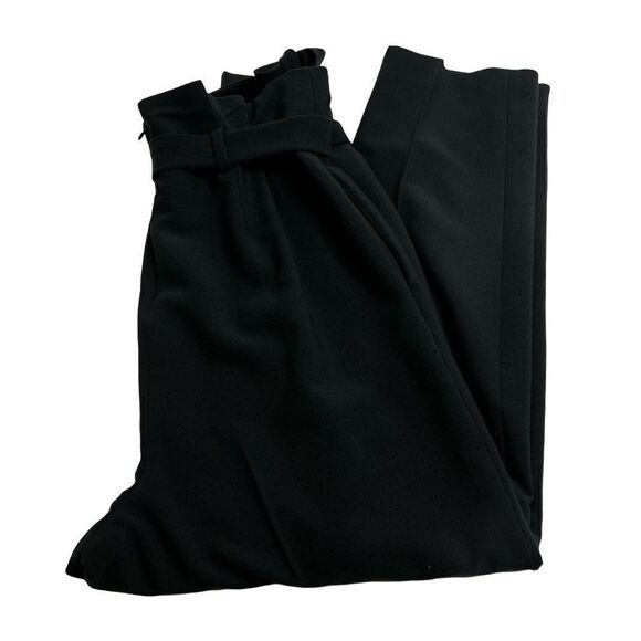 Josie Natori black core crepe paper bag waist pants size 12 - Picture 12 of 15